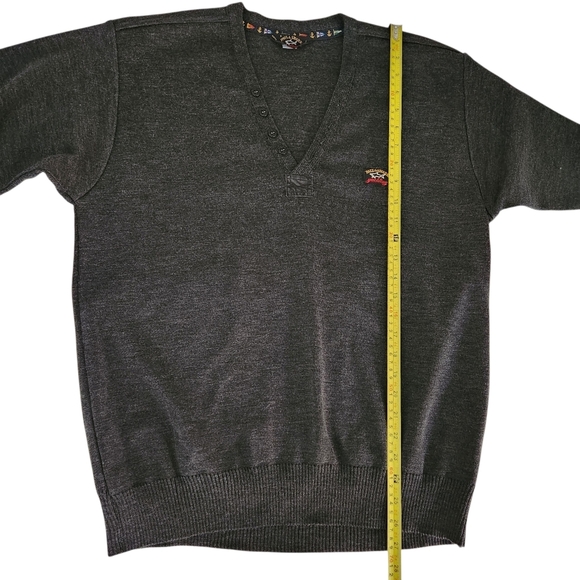 PAUL & SHARK dark gray knit v-neck sweater pullover large - Picture 12 of 14